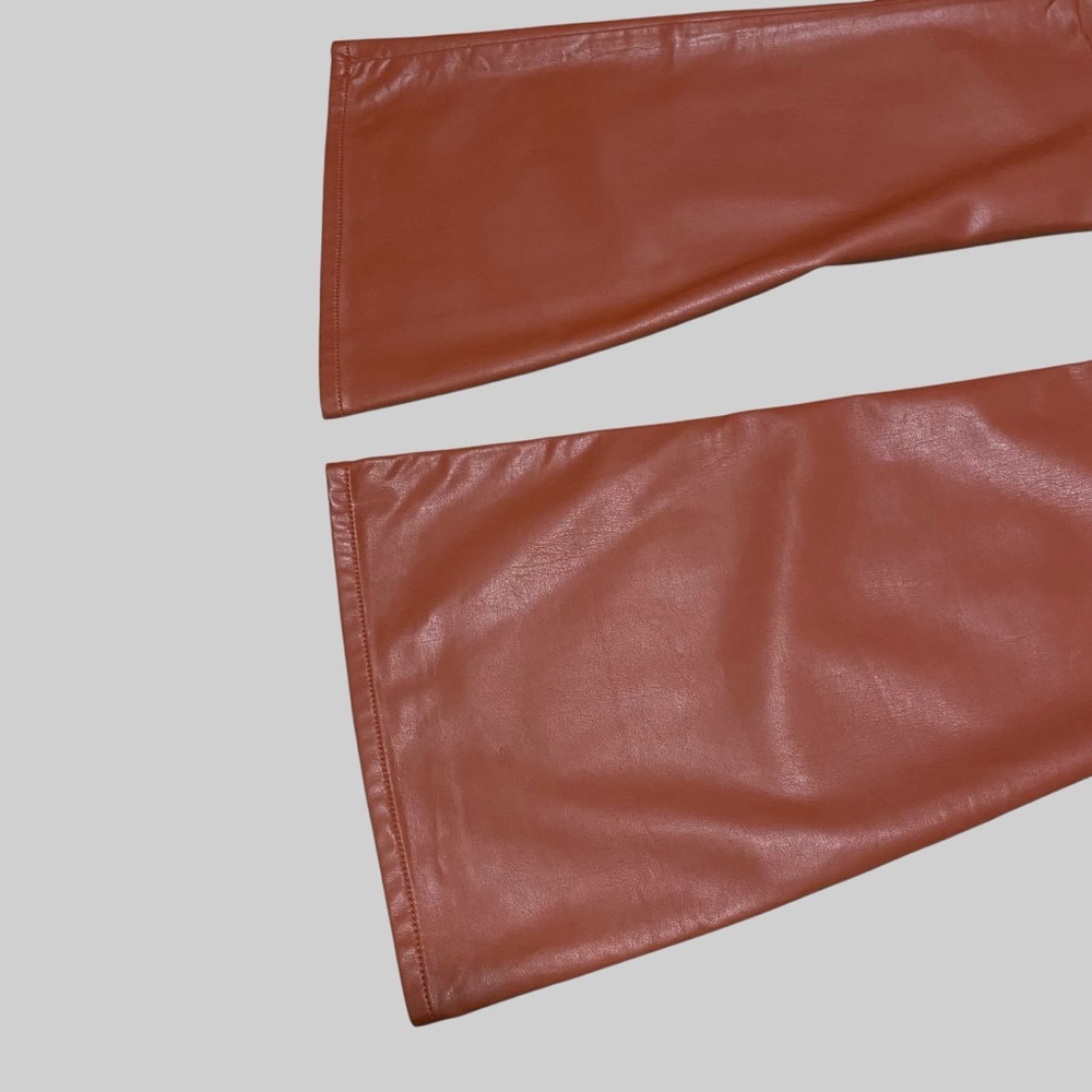 Free People Pants Womens Cognac Brown Vegan Leather Flare Boho Festival Sz 30 - Picture 6 of 11
